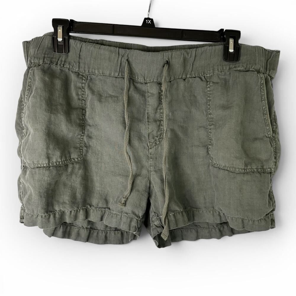 Caslon Women's Linen Shorts Size XL Green Elastic Waist Casual Summer Beach